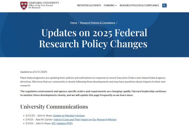 Harvard Federal Policies Changes