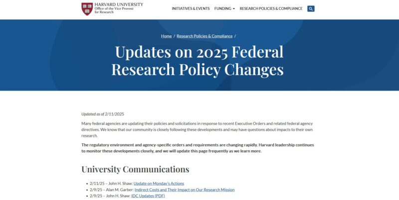 Harvard Federal Policies Changes