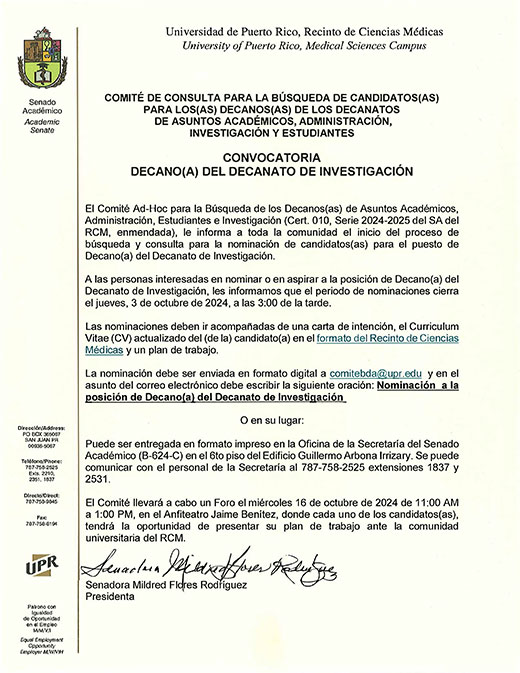 Convocatoria Decanato Investigacion